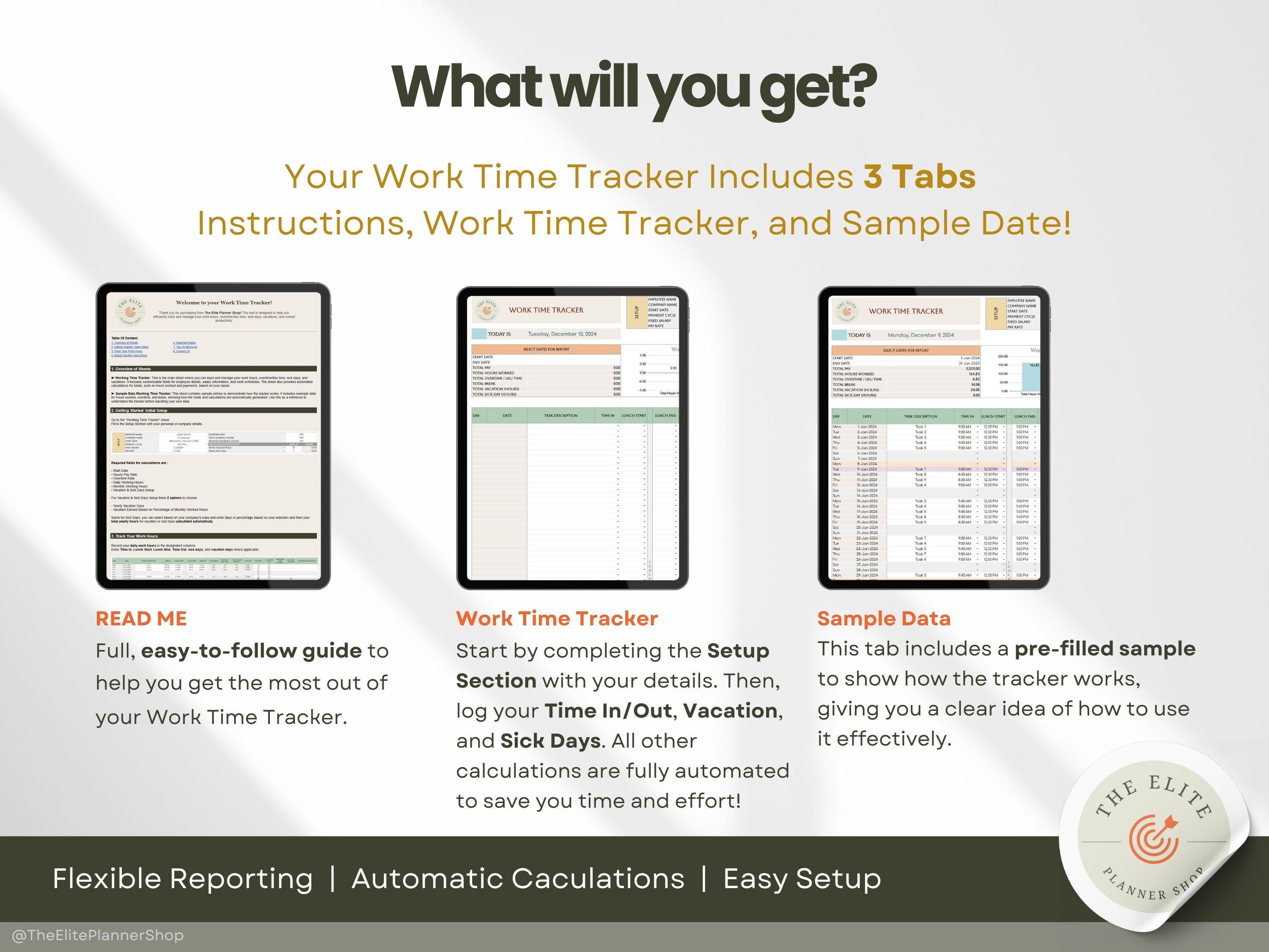 Work Time Tracker Google Sheets Template Employee Timesheet Work Hours ...