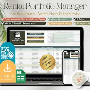 Rental Property Spreadsheet Landlord Property Management Google sheets Real estate Rental Portfolio Manager Tenant Ledger Airbnb Template