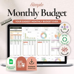 Planificador de presupuesto mensual (Plantilla de Hojas de Cálculo de Google) Hoja de cálculo de finanzas personales Seguimiento de ingresos, gastos y facturas