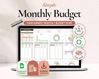Monthly Budgeting Planner Google Sheets Template Personal Finance Spreadsheet Income, Expense and Bills Tracker