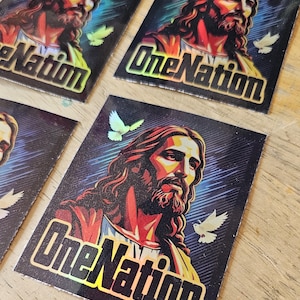 One Nation Under God Holographic Sticker: Patriotic Unity