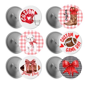 Red and Black Game Day Pins: Football Team Spirit Accessories