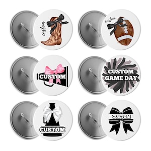 Custom Black Cheerleading Pinback Buttons | Personalized Name & Team