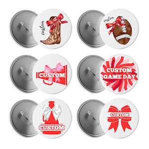 Custom Red Cheerleading Pinback Buttons | Personalized Name & Team
