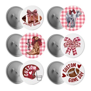Crimson and Black Game Day Buttons Football Pins