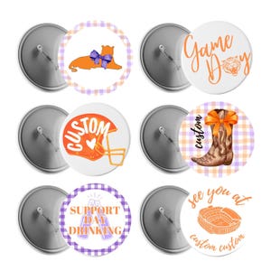 Orange and Purple Game Day Buttons Football Pins