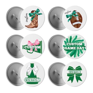 Custom Green Cheerleading Pinback Buttons | Personalized Name & Team