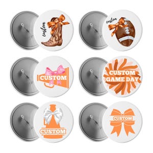 Custom Orange Cheerleading Pinback Buttons | Personalized Name & Team