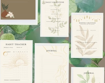 Simple gratitude journal daily and monthly pages