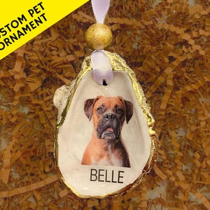 Custom Pet Ornament, Christmas Oyster Shell Ornament, Personalized Dog Ornament, Cat/Dog Ornament, Pet Lover gift, Pet Photo