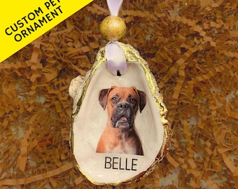Custom Pet Ornament, Christmas Oyster Shell Ornament, Personalized Dog Ornament, Cat/Dog Ornament, Pet Lover gift, Pet Photo