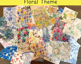 Decoupage Napkins Pairs, Floral Craft Napkins, Floral Theme, Flower Patterns, Blue and White, Green, Pink, Tulips, Poppys, Garden Tropical