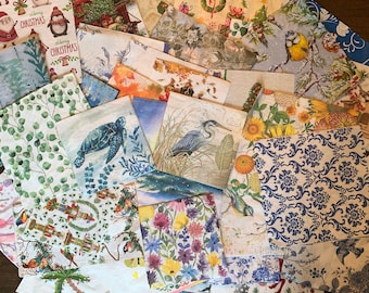 Craft Napkins Pair or Set of 4, Decoupage Napkins, Easter, Coastal, Chinoiserie, Birds, Turtles, Floral Flower Napkins,  Multiple choices