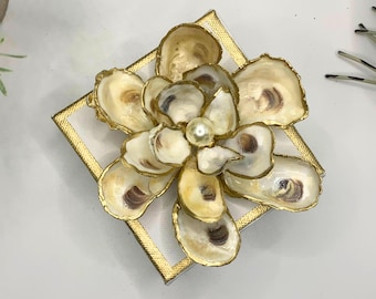 Small White Oyster Shell Magnolia Flower With Faux Pearl Center ...