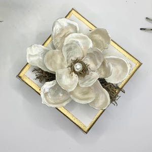 Small White Oyster Shell Magnolia Flower With Faux Pearl Center ...