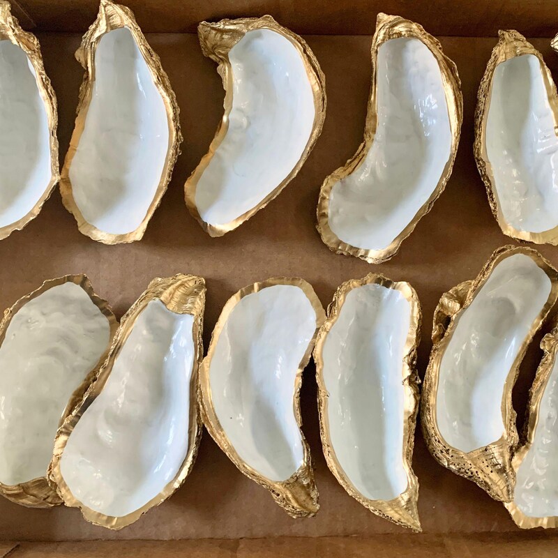 Gold Edged Oyster Shell Etsy