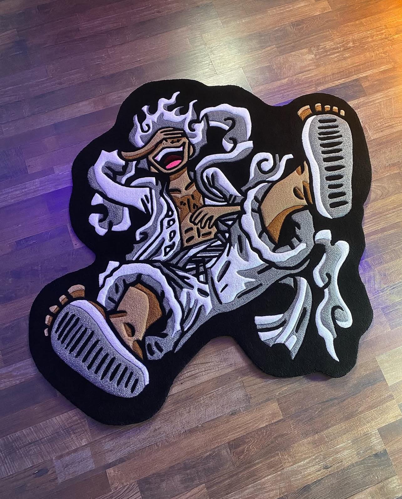 Pirate Rug Texture Anime Pirate Hero Tufted Rug | Black & White Floor Decor (3x3.25 Ft) - Etsy