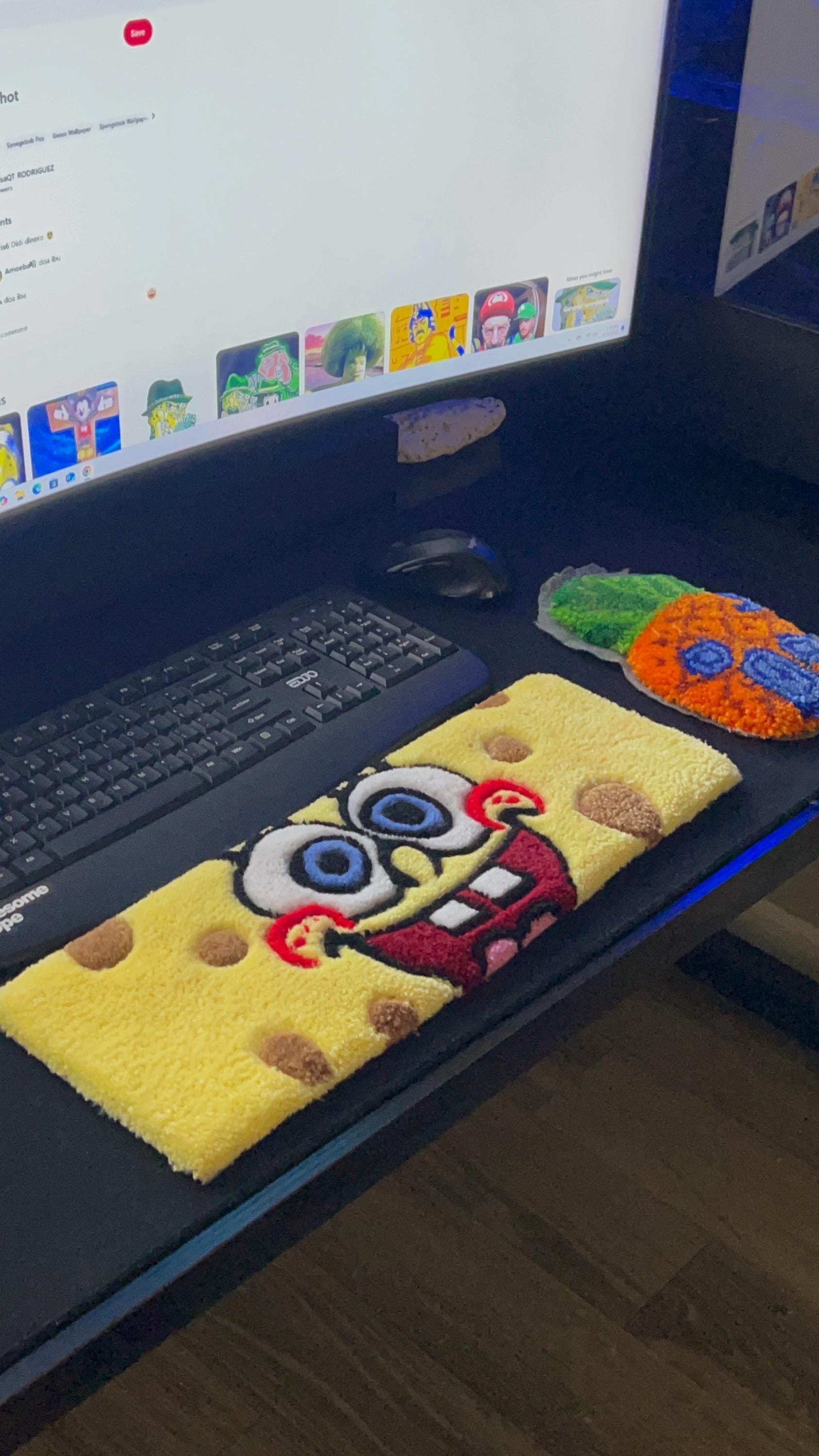 Mouse Pad Tuft Rug Sea Sponge Tufted Keyboard Rug/mouse Rug Combo - Etsy