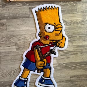 Alfombra amarilla de niño con pelo puntiagudo, hecha a mano: decoración pop art para el hogar