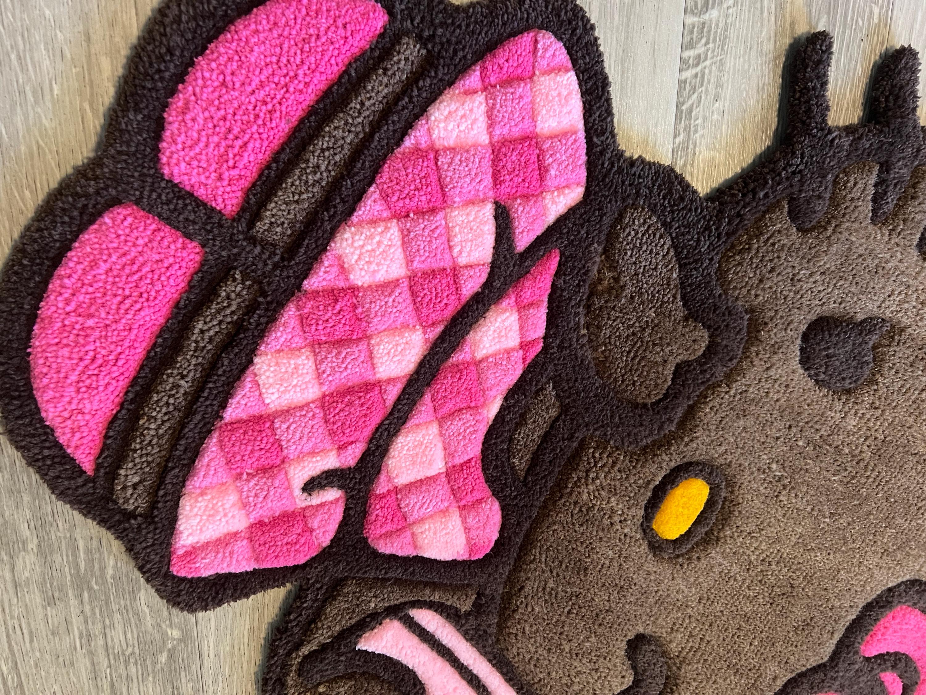 Handmade Kawaii Kitty Rug: Tufted Cartoon Character Art - Etsy
