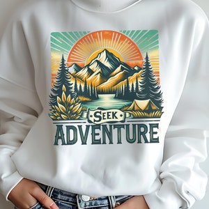 Mountain Crewneck Sweatshirt, Adventure Hoodie, Hiking Sweatshirt, Camping Hoodie, Trendy Sweatshirt