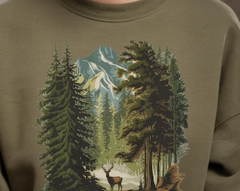 Nature Lover Sweatshirt, Cottagecore Forest Sweatshirt, Mountain Hiking Gift, Cozy Y2K Hoodie, Camping Adventure Aesthetic