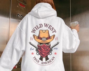 Vintage Cowboy 90s Western Hoodie Sweatshirt, Retro Country, Cool Gift for Him, Ranch Cowboy, Western Wear, Wild west.
