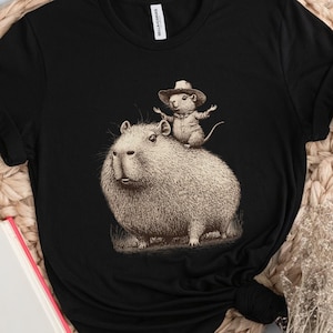 Cowboy Capybara T-Shirt, Western Capybara Graphic Tee, Funny Capybara Gift, Capybara Lover Design, Cute Capybara Animal, Birthday Funny Gift