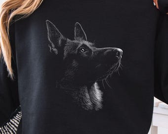 Sweat-shirt berger allemand, cadeau papa maman GSD, pull maman berger allemand, col rond GSD Lover, vêtements pour amoureux des chiens, chemise propriétaire GSD lui offrir