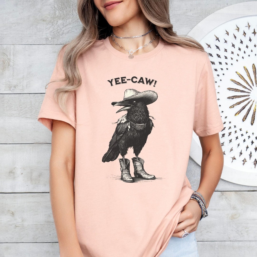 Yeecaw Cowboy Crow T-shirt, Yee Caw Western Graphic Tee, Vintage Crow Artwork ...