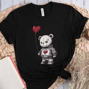 Emo Goth Aesthetic T-Shirt, Cute-Emo Streetwear, Punk Aesthetic Tee, Emo-Style Clothing, Gift for Her, Emo Gift Tee, Sad Teddy Graphic Shirt