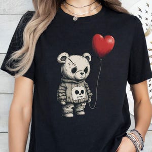 Emo Teddy Bear Tee, Sad Emo Aesthetic Graphic T-Shirt, Cute Goth Grunge Shirt, Gift for Emo, Emo-Punk Clothing, Emo-Gift Goth Aesthetics Tee