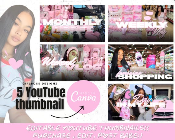 Editable YouTube Thumbnail, Canva Template