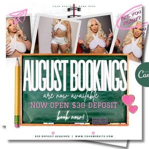 August Booking Flyer , DIY Back to School Flyer, Editable Back to School Flyer, Hair , Nails, Makeup Lash Flyer,Back to School Flyer