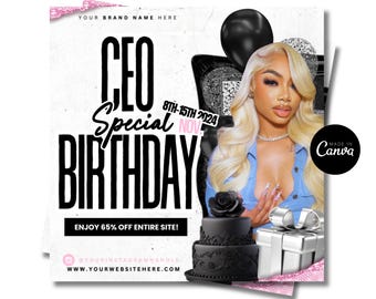 CEO誕生日記念チラシ、お祝いイベントテンプレート（デジタルダウンロード）
