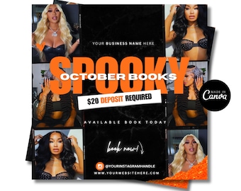 October Booking Flyer, Halloween Hair Flyer, Booking Flyer, October Nail Flyer, Appointment Flyer