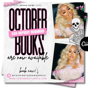 October Booking Flyer, Halloween Hair Flyer, Booking Flyer, October Nail Flyer, Appointment Flyer