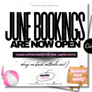 Juni Buchung Flyer, DIY Flyer Vorlage Design, Juni Termin Flyer, Hair Lash Instagram Post, Book Now Flyer, Vorgefertigter Business Flyer
