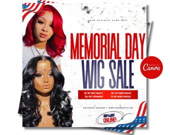 Memorial Day Wig Sale Flyer, Canva Template (Digital Download)