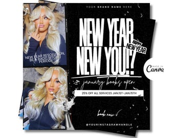 January Booking Flyer, January Books Open, Now Booking January, January Flyer, New Year Flyer, New Year January Booking Hair Lash MUA Braids