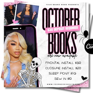 October Booking Flyer, Halloween Hair Flyer, Booking Flyer, October Nail Flyer, Appointment Flyer