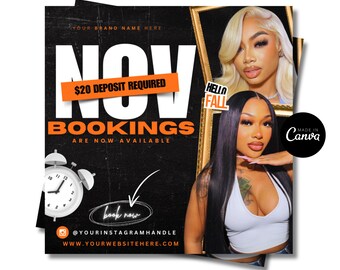 November Hair Booking Flyer, Fall Promotion (Made in Canva)