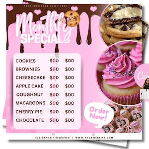 Bakery Flyer, Bakery Flyer, Bake Sale Flyer, Sweet Treats Flyer, Dessert Flyer, Bake Shop Flyer, Pastry Flyer, Cake Business Flyer
