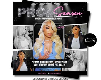 Prom Bookings Flyer, Prom Makeup Flyer, Prom Queen MUA Flyer, Graduation Makeup Flyer, Prom Lashes Flyer, Beauty Makeup Artist Flyer