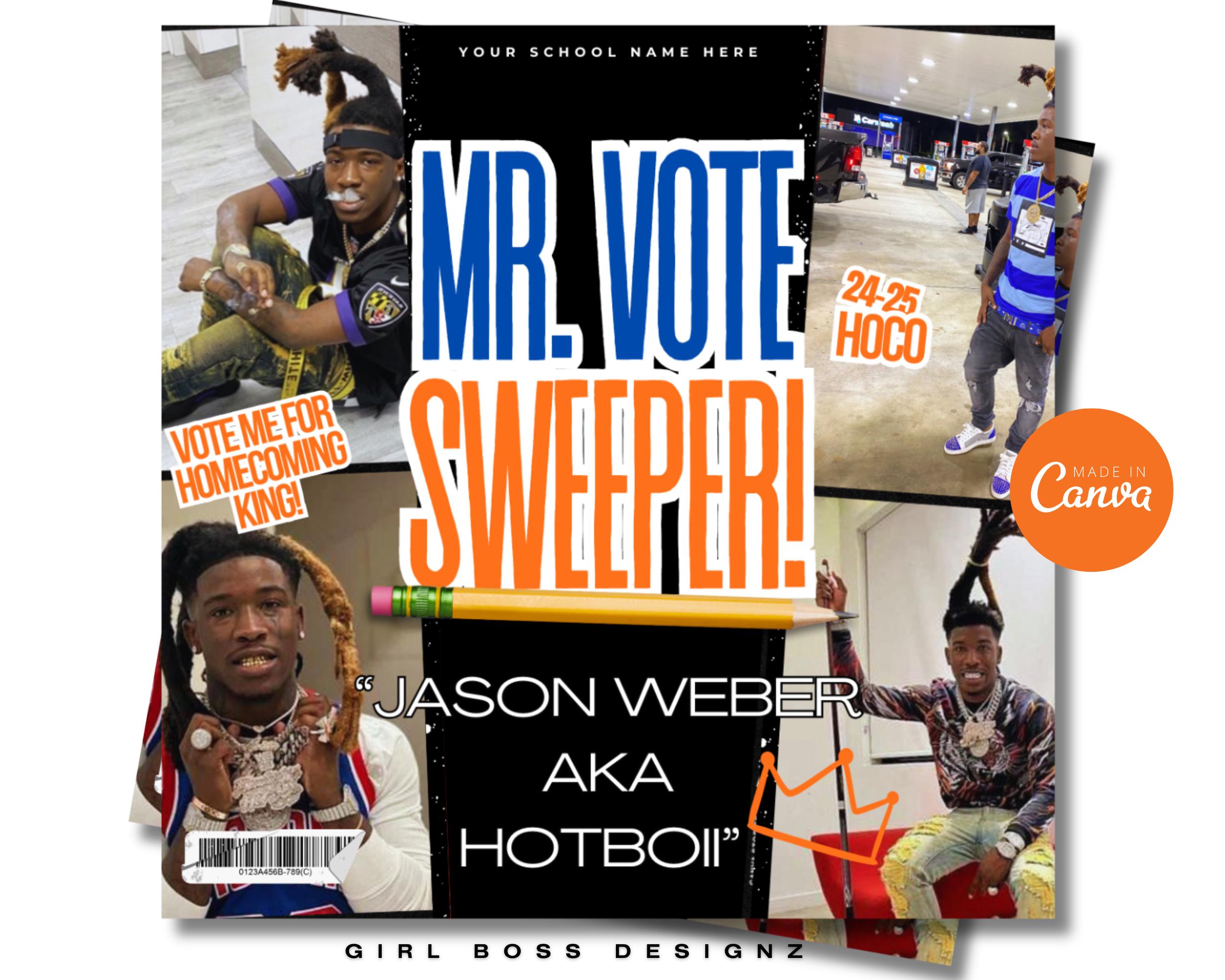 Homecoming Flyer, Vote For Me Flyer, HOCO King Editable Canva Flyer Template High School Election Campaign Prom Social Media Instagram Post