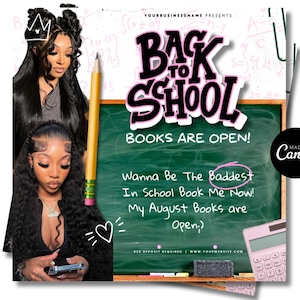 August Booking Flyer,Back 2 School Flyer , DIY Back to School Flyer, Editable Back to School Flyer, Hair , Nails, Makeup Lash Flyer
