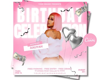DIY Geburtstagsparty Flyer Vorlage: Canva Club Event Invite (Digital)