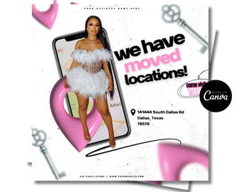 New Location Flyer: Business Social Media Post Template (Canva Editable)