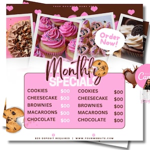 Bakery Flyer, Bakery Flyer, Bake Sale Flyer, Sweet Treats Flyer, Dessert Flyer, Bake Shop Flyer, Pastry Flyer, Cake Business Flyer
