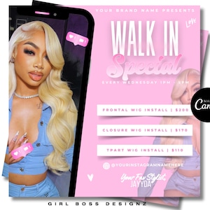 Hair Booking Flyer, Hairstylist Flyer, DIY Booking Flyer, Book Now Flyer, Beauty, Lashes, Make up, Nails, Canva Template, Appointment Flyer